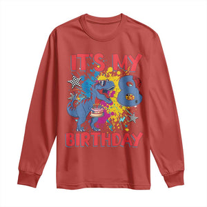 Dino Spider Its My 8th Birthday Long Sleeve Shirt Dinosaur Gift For Boys TS12 Red Print Your Wear