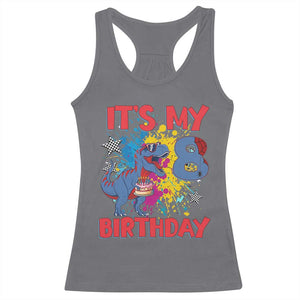 Dino Spider Its My 8th Birthday Racerback Tank Top Dinosaur Gift For Boys TS12 Charcoal Print Your Wear