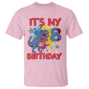 Dino Spider Its My 8th Birthday T Shirt Dinosaur Gift For Boys TS12 Light Pink Print Your Wear