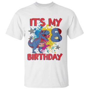 Dino Spider Its My 8th Birthday T Shirt Dinosaur Gift For Boys TS12 White Print Your Wear