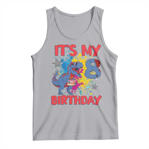 Dino Spider Its My 8th Birthday Tank Top Dinosaur Gift For Boys TS12 Athletic Heather Print Your Wear