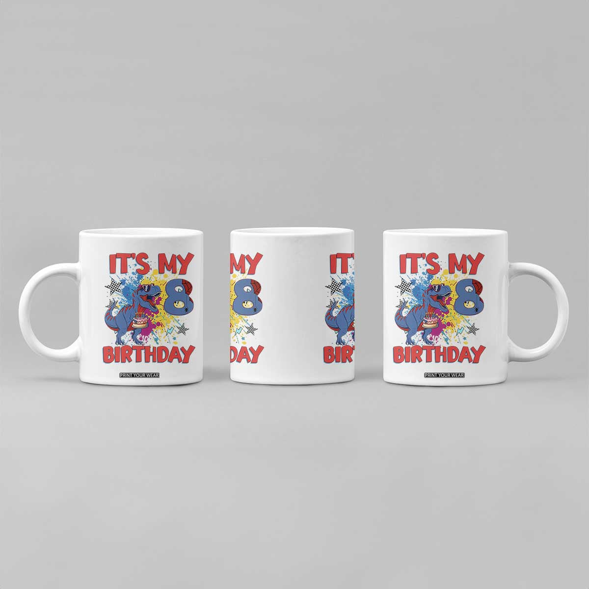 Dino Spider Its My 8th Birthday Coffee Mug Dinosaur Gift For Boys TS12 Print Your Wear