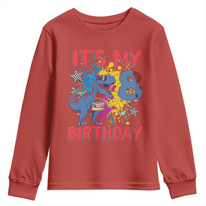 Dino Spider Its My 8th Birthday Youth Sweatshirt Dinosaur Gift For Boys TS12 Red Print Your Wear