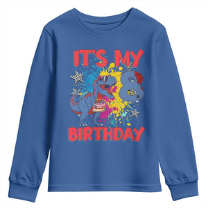 Dino Spider Its My 8th Birthday Youth Sweatshirt Dinosaur Gift For Boys TS12 Royal Blue Print Your Wear