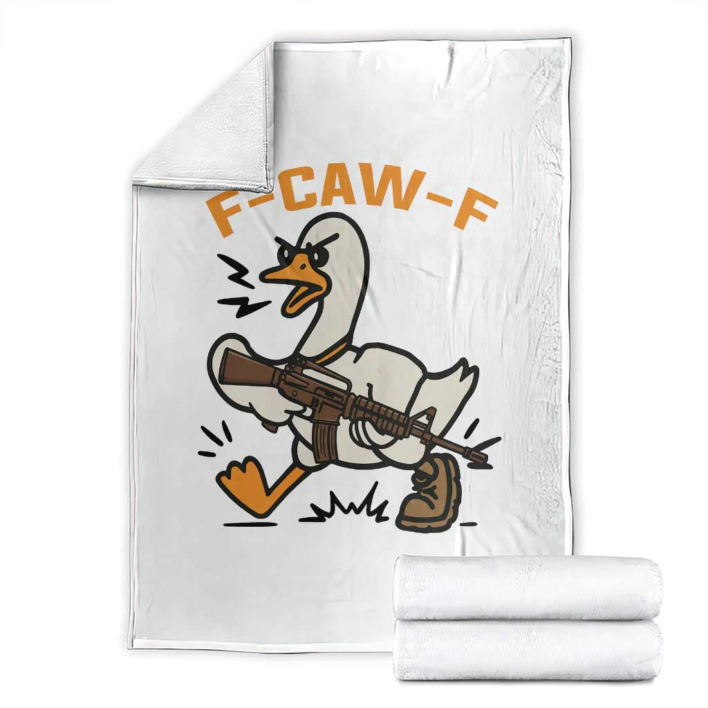 F Caw F Goose With Gun Throw Blanket Funny Rebellious Gift TS12 White Print Your Wear