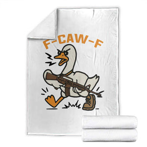 F Caw F Goose With Gun Throw Blanket Funny Rebellious Gift TS12 White Print Your Wear