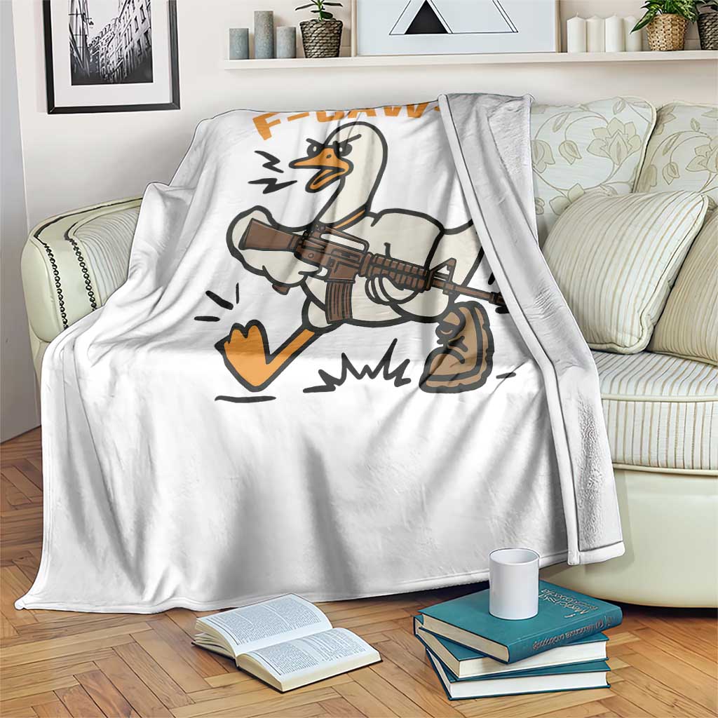F Caw F Goose With Gun Throw Blanket Funny Rebellious Gift TS12 Print Your Wear