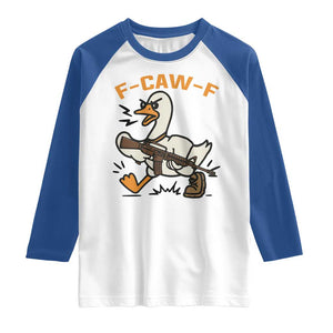 F Caw F Goose With Gun Raglan Shirt Funny Rebellious Gift TS12 White Royal Print Your Wear