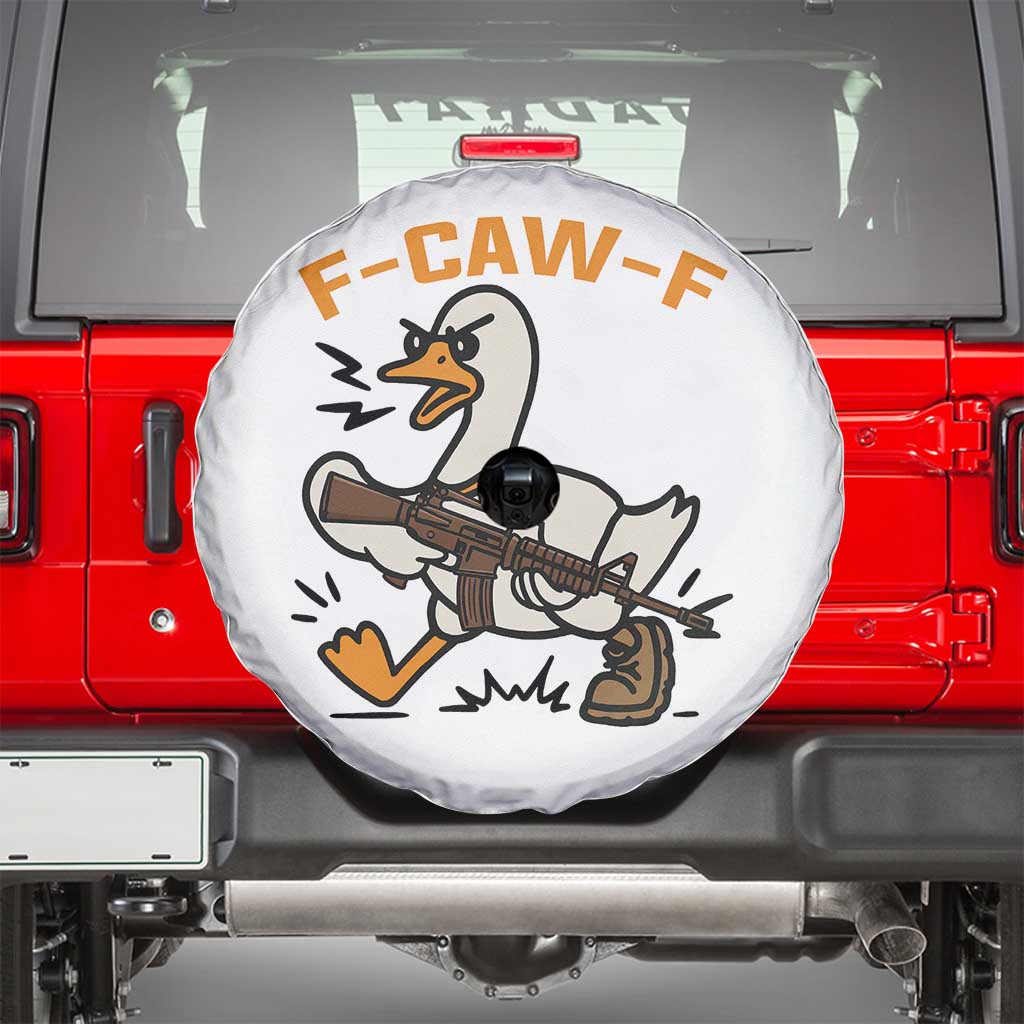 F Caw F Goose With Gun Spare Tire Cover Funny Rebellious Gift TS12 White Print Your Wear