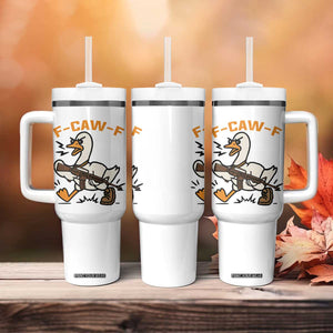 F Caw F Goose With Gun Tumbler With Handle Funny Rebellious Gift TS12 Print Your Wear