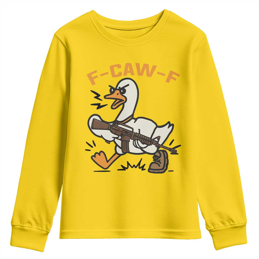F Caw F Goose With Gun Youth Sweatshirt Funny Rebellious Gift TS12 Daisy Print Your Wear