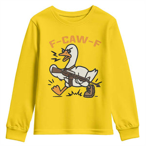 F Caw F Goose With Gun Youth Sweatshirt Funny Rebellious Gift TS12 Daisy Print Your Wear