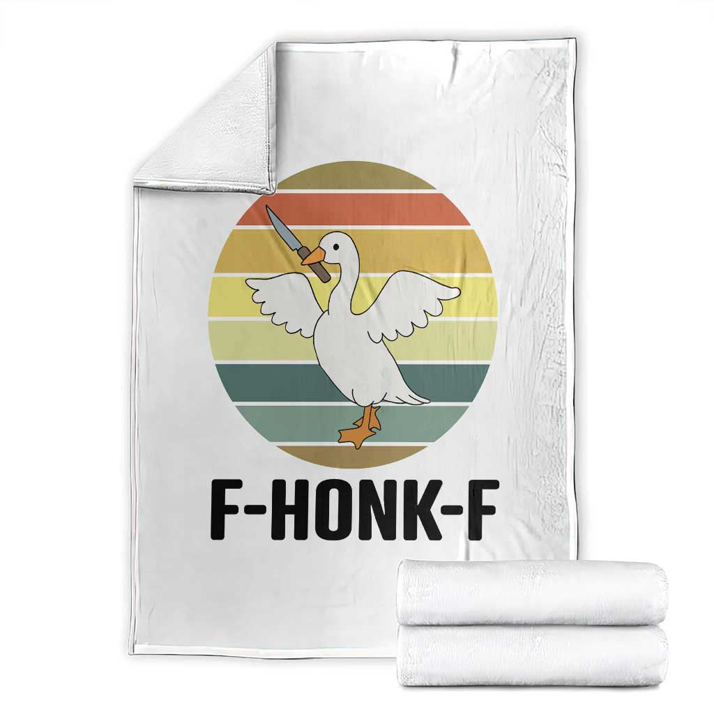 F Honk F Goose With Knife Throw Blanket Funny Chaotic Meme Gift TS12 White Print Your Wear