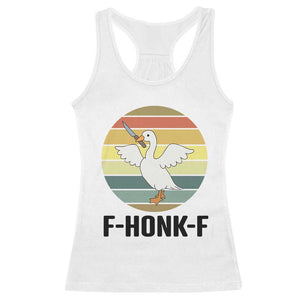 F Honk F Goose With Knife Racerback Tank Top Funny Chaotic Meme Gift TS12 White Print Your Wear