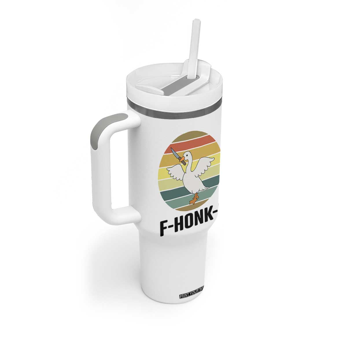 F Honk F Goose With Knife Tumbler With Handle Funny Chaotic Meme Gift TS12 Print Your Wear