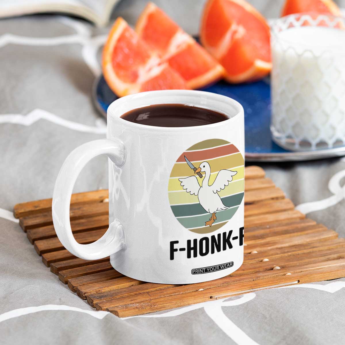 F Honk F Goose With Knife Coffee Mug Funny Chaotic Meme Gift TS12 Print Your Wear