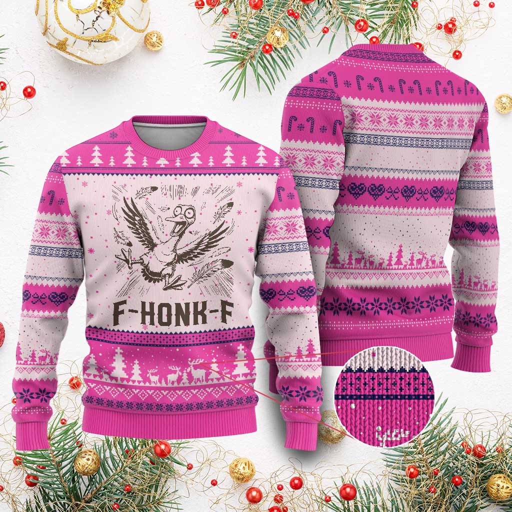 F Honk F Goose Lover Ugly Christmas Sweater Funny Silly Chaotic Gift TS12 Hot Pink Print Your Wear