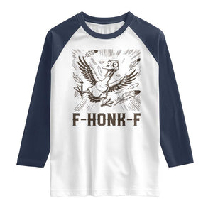 F Honk F Goose Lover Raglan Shirt Funny Silly Chaotic Gift TS12 White Navy Print Your Wear