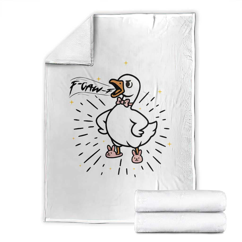 F Caw F Grumpy Goose Throw Blanket Funny Attitude Meme Gift TS12 White Print Your Wear