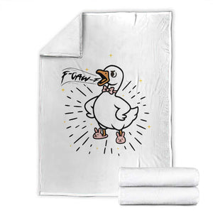 F Caw F Grumpy Goose Throw Blanket Funny Attitude Meme Gift TS12 White Print Your Wear