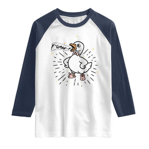 F Caw F Grumpy Goose Raglan Shirt Funny Attitude Meme Gift TS12 White Navy Print Your Wear