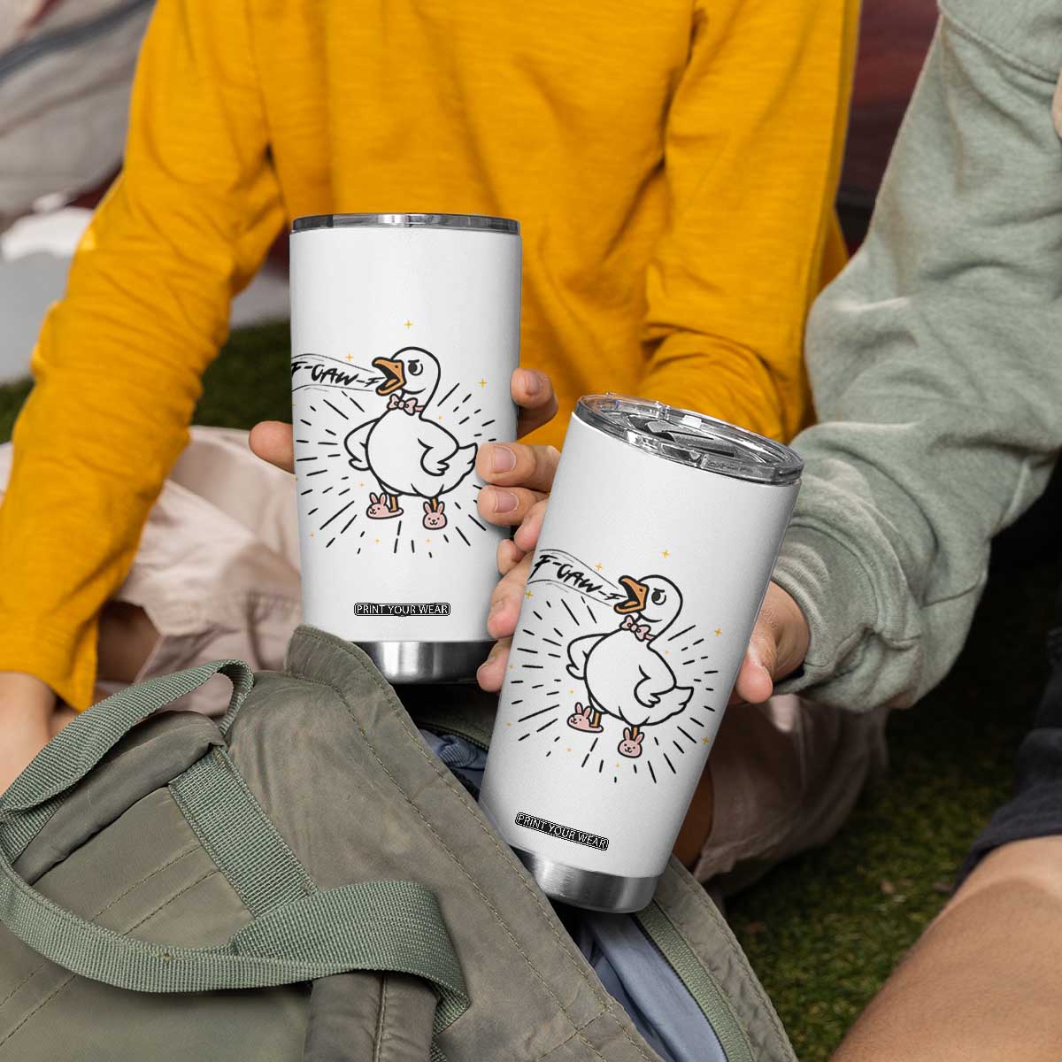 F Caw F Grumpy Goose Tumbler Cup Funny Attitude Meme Gift TS12 Print Your Wear
