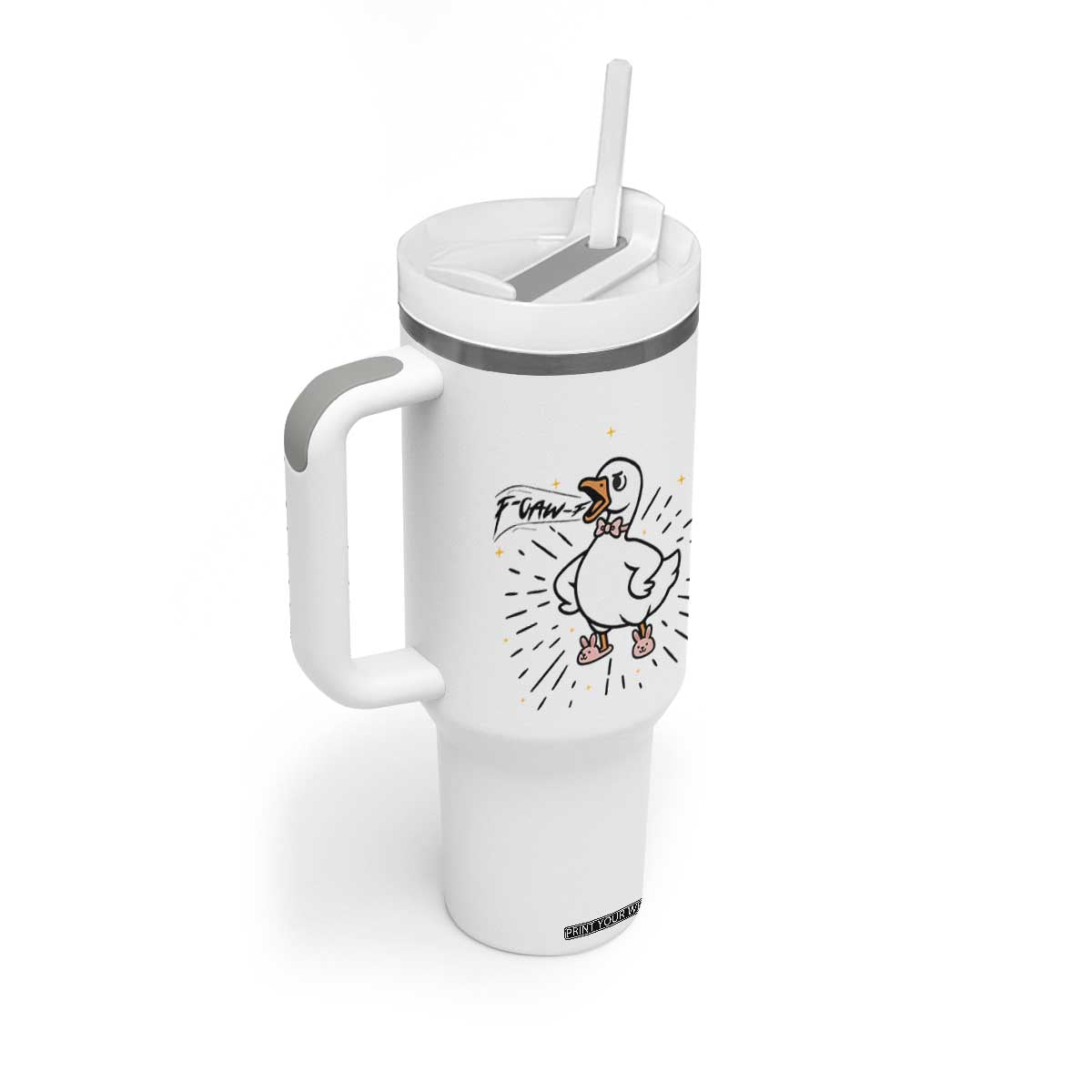 F Caw F Grumpy Goose Tumbler With Handle Funny Attitude Meme Gift TS12 Print Your Wear