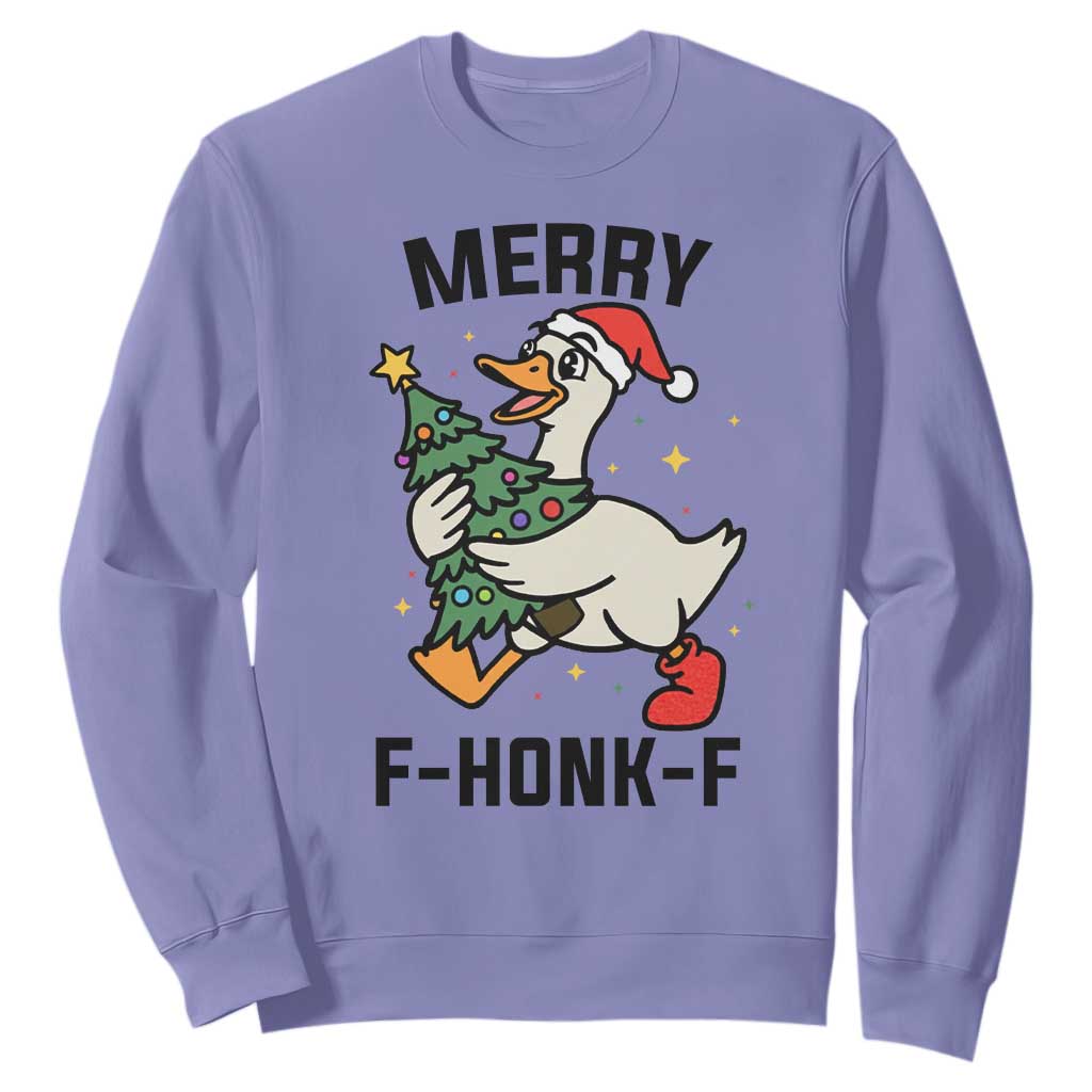 Merry F Caw F Goose Sweatshirt Funny Christmas Gift TS12 Violet Print Your Wear