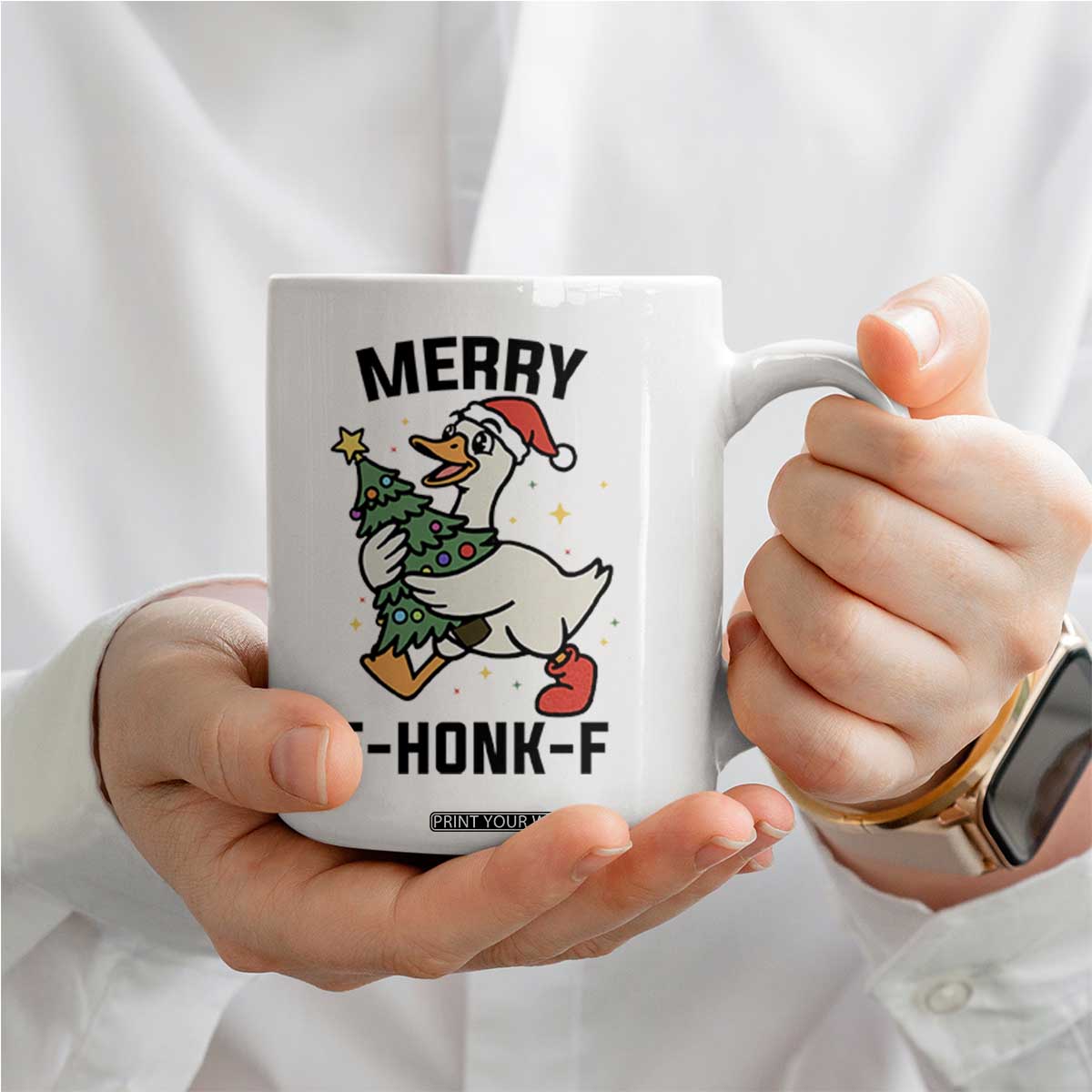 Merry F Caw F Goose Coffee Mug Funny Christmas Gift TS12 Print Your Wear