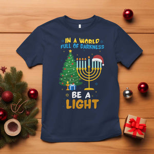 Be A Light Christmas Hanukkah T Shirt Interfaith Family Gift TS12 Navy Print Your Wear