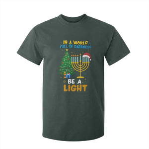 Be A Light Christmas Hanukkah T Shirt For Kid Interfaith Family Gift TS12 Dark Forest Green Print Your Wear