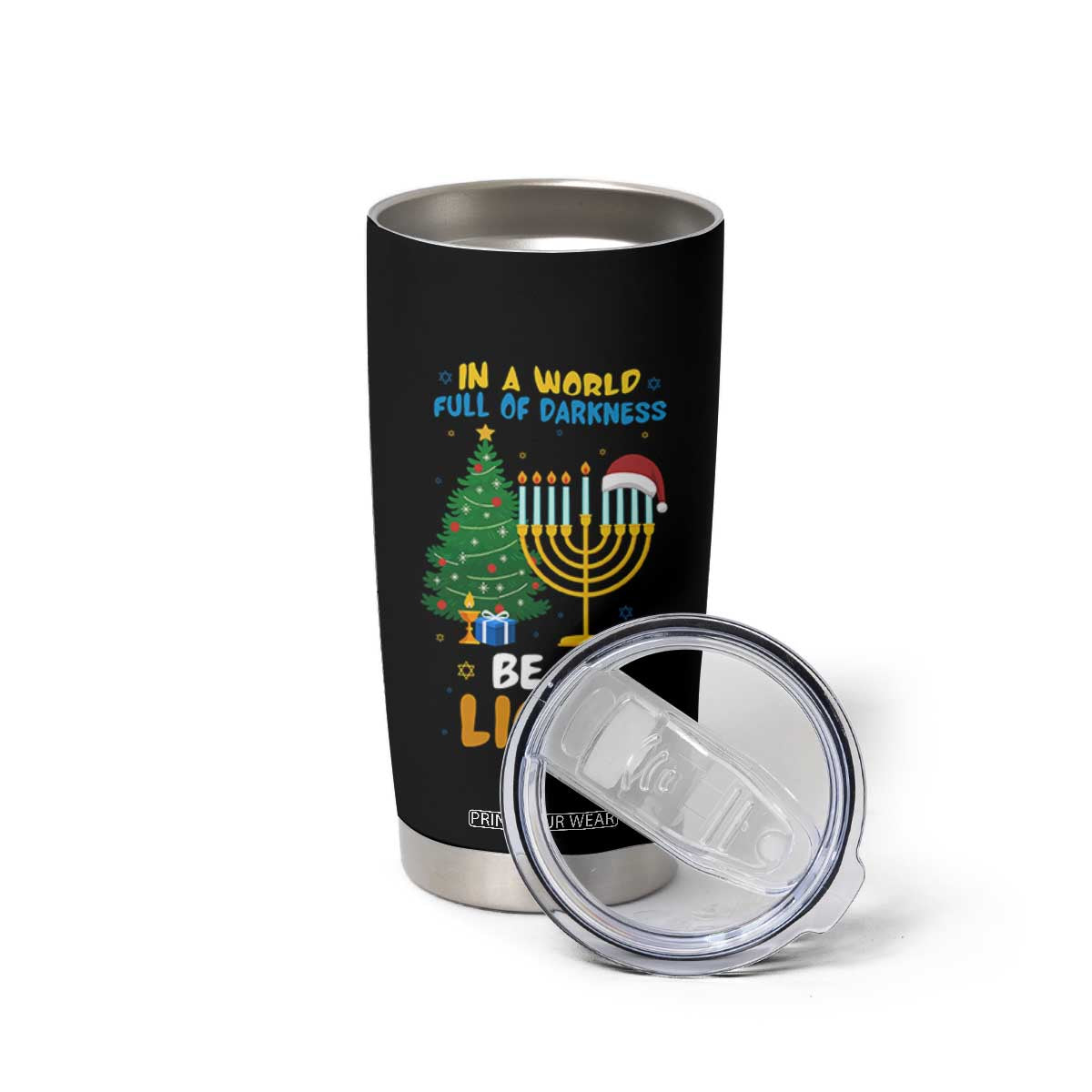 Be A Light Christmas Hanukkah Tumbler Cup Interfaith Family Gift TS12 Print Your Wear