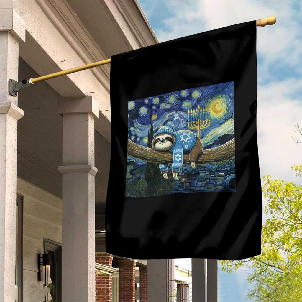 Funny Hanukkah Sloth Garden Flag Van Gogh Starry Night Jewish Gift TS12 Print Your Wear