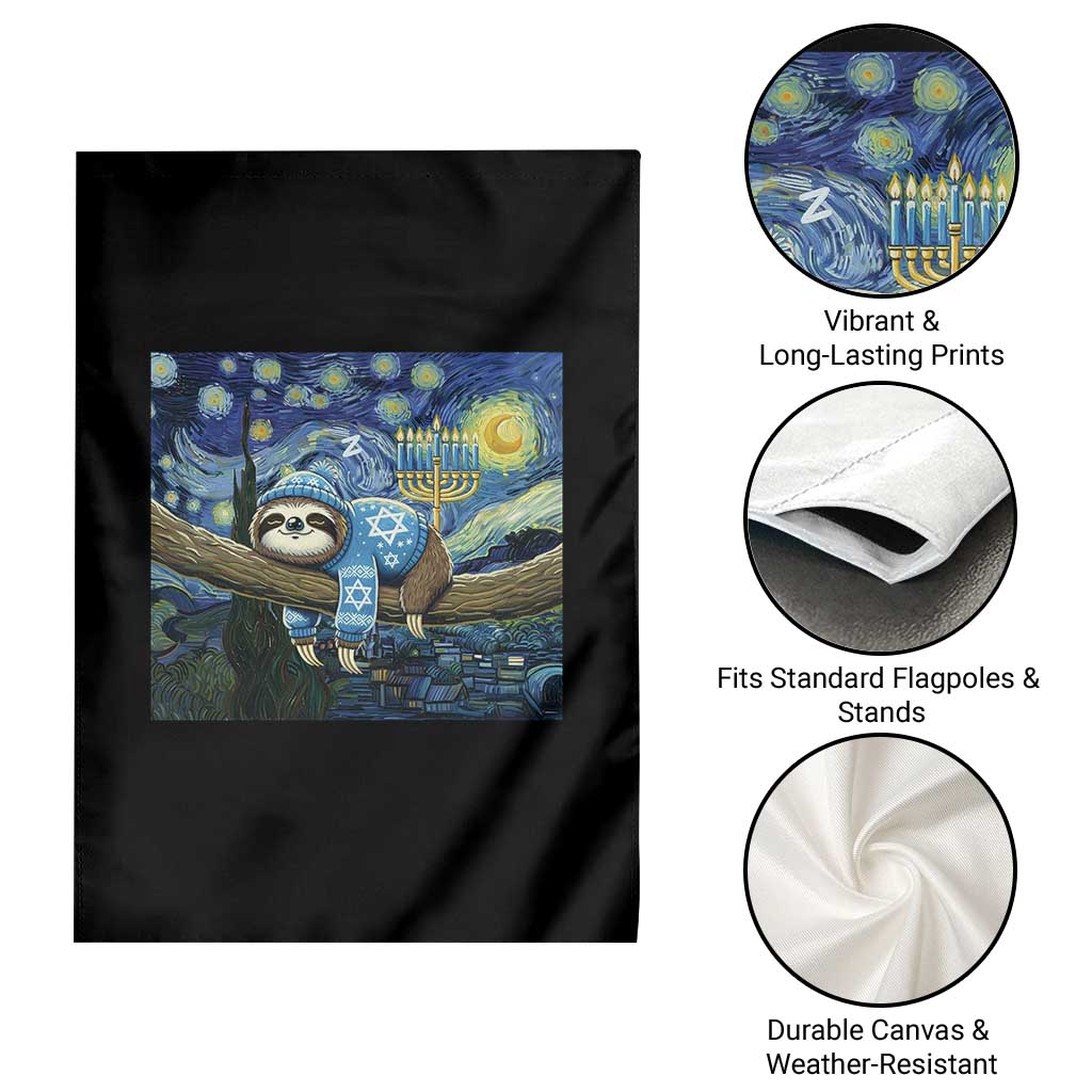 Funny Hanukkah Sloth Garden Flag Van Gogh Starry Night Jewish Gift TS12 Print Your Wear