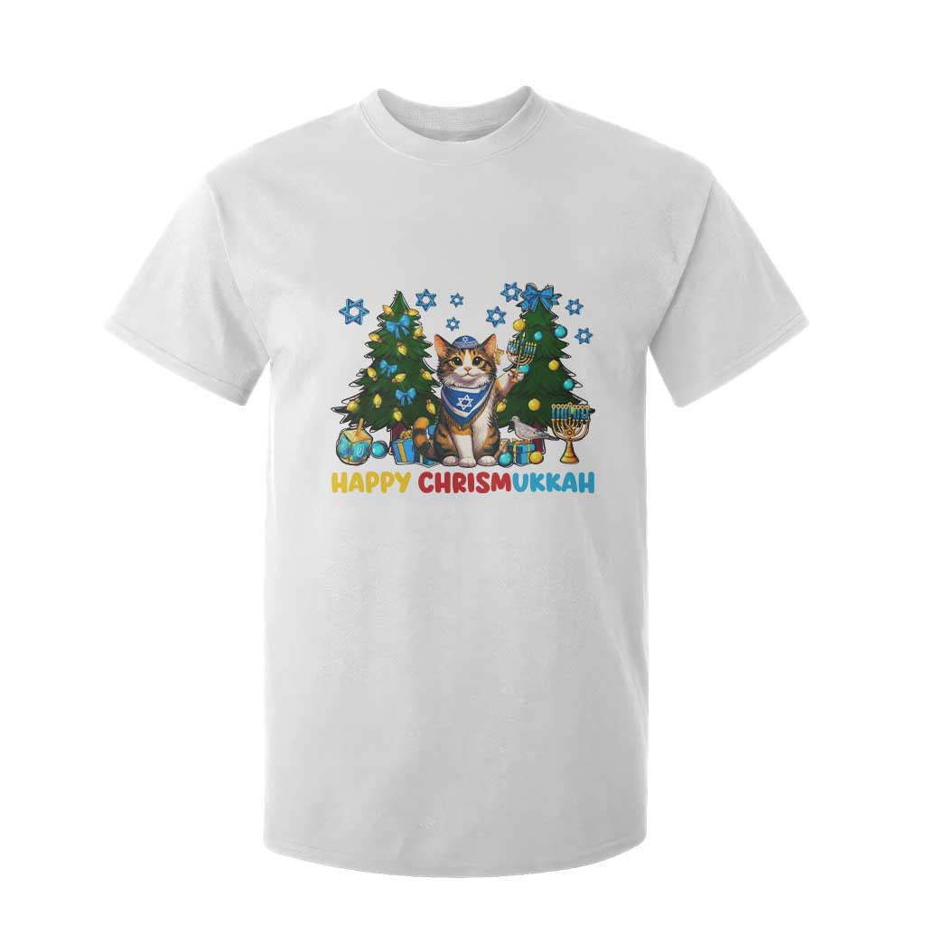 Happy Chrismukkah T Shirt For Kid Funny Christmas Hanukkah Cat Lover Gift TS12 White Print Your Wear