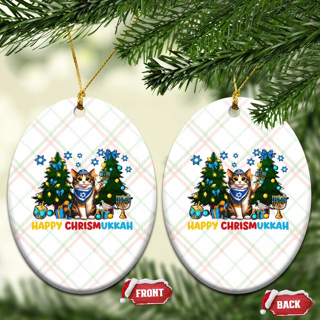 Happy Chrismukkah Ceramic Ornament Funny Xmas Hanukkah Cat Lover Gift TS12 Print Your Wear