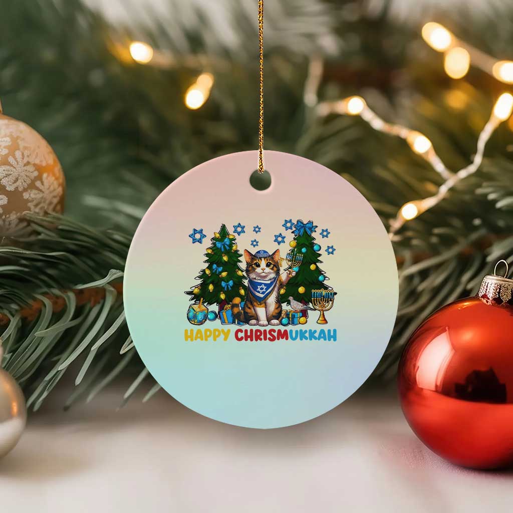 Happy Chrismukkah Ceramic Ornament Funny Xmas Hanukkah Cat Lover Gift TS12 1pc Pastel Print Your Wear
