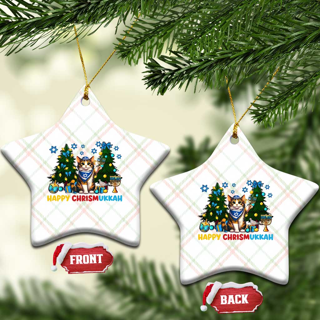 Happy Chrismukkah Ceramic Ornament Funny Xmas Hanukkah Cat Lover Gift TS12 Print Your Wear