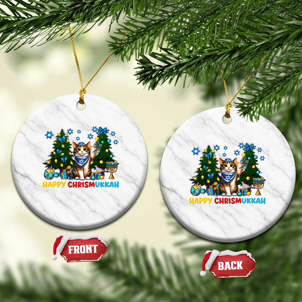 Happy Chrismukkah Ceramic Ornament Funny Xmas Hanukkah Cat Lover Gift TS12 1pc White Marble Print Your Wear