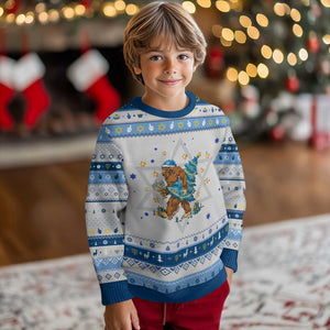 Funny Bigfoot Lover Jewish Holiday Gift Hanukkah Ugly Sweater TS12 Gray Blue Print Your Wear