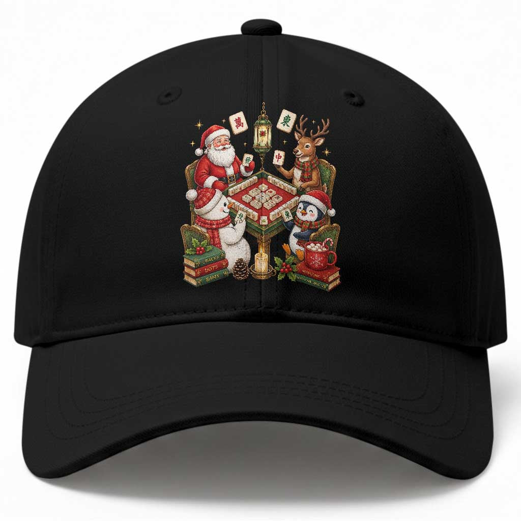 Funny Christmas Mahjong Baseball Cap Santa Reindeer Holiday Game Night Tile Gift