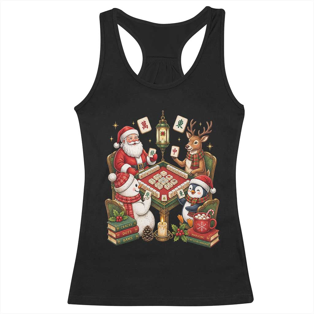 Funny Christmas Mahjong Racerback Tank Top Santa Reindeer Holiday Game Night Tile Gift