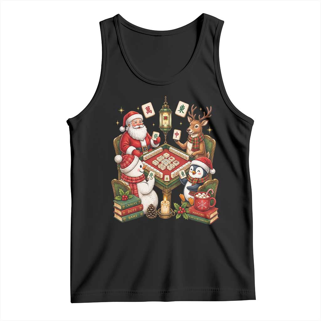 Funny Christmas Mahjong Tank Top Santa Reindeer Holiday Game Night Tile Gift