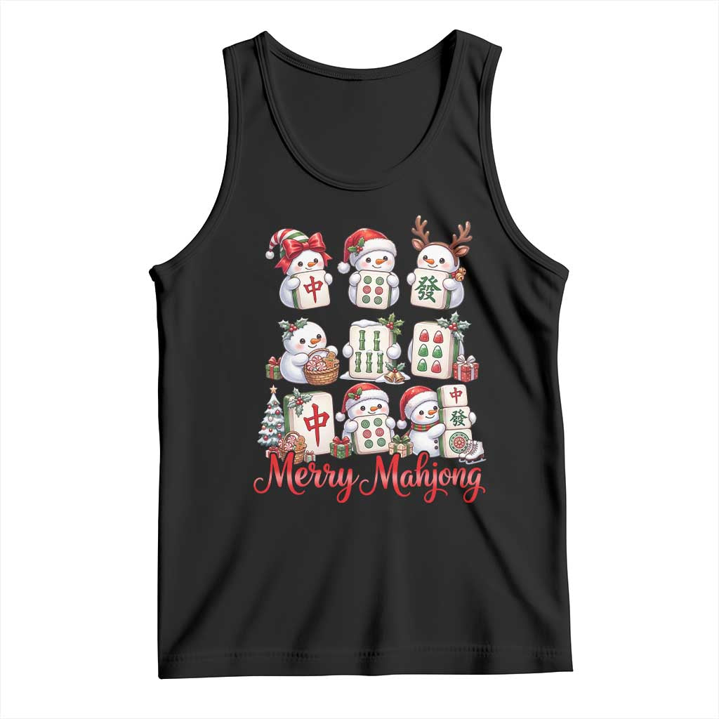 Funny Christmas Snowman Tank Top Merry Mahjong Cute Holiday Tiles Game