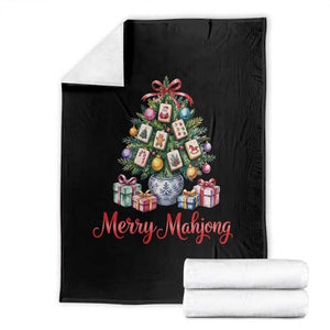 Funny Christmas Tree Mahjong Throw Blanket Merry Mahjong Holiday Tiles Game