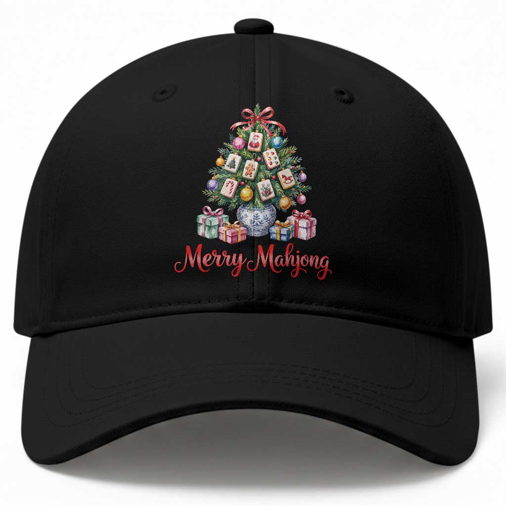 Funny Christmas Tree Mahjong Baseball Cap Merry Mahjong Holiday Tiles Game