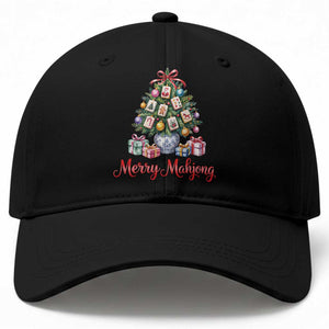 Funny Christmas Tree Mahjong Baseball Cap Merry Mahjong Holiday Tiles Game