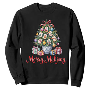 Funny Christmas Tree Mahjong Sweatshirt Merry Mahjong Holiday Tiles Game