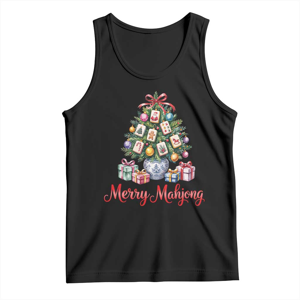 Funny Christmas Tree Mahjong Tank Top Merry Mahjong Holiday Tiles Game