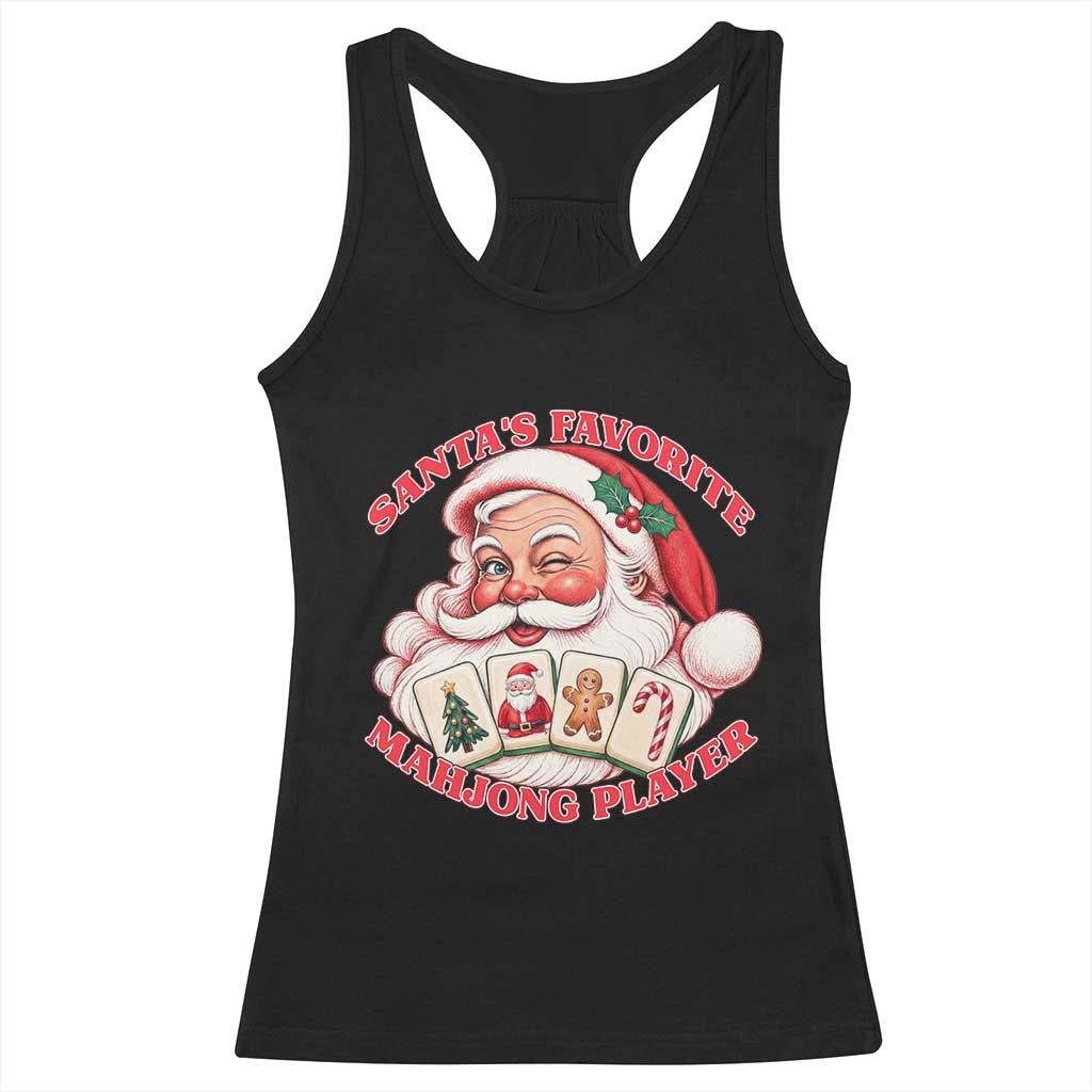 Funny Christmas Mahjong Racerback Tank Top Santa's Favorite Player Holiday Gift